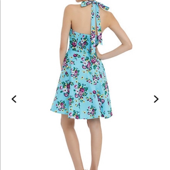 Hell Bunny Turquoise Floral Pinup Halter Dress 👗 - Picture 5 of 11